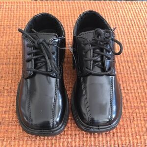 DEERSTAGS BRAND TODDLER BOY'S SHINY BLACK DRESS SHOES SIZE 11